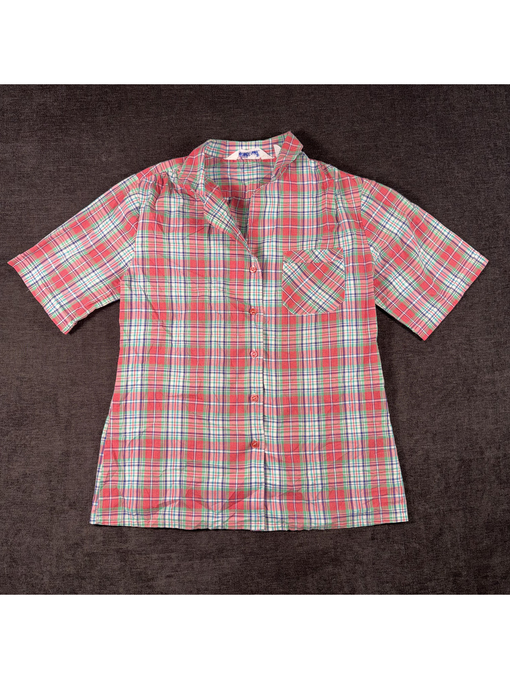 Amy Barri Women's Short Sleeve Button-Up Plaid Shirt Size 12
